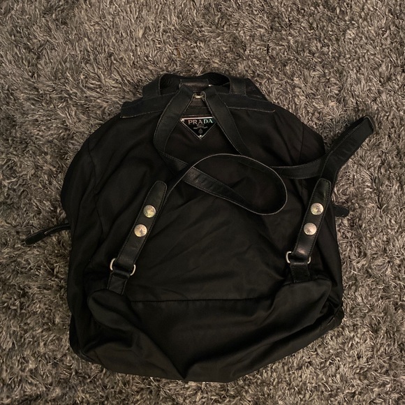 Prada Bags Vintage Prada Leather Nylon Backpack Black Poshmark